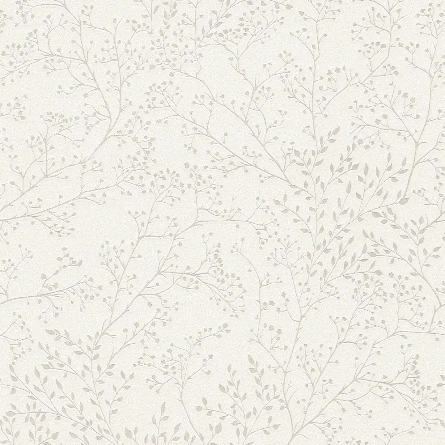 Krēmbaltas tapetes ar lapu rakstu, spīdumu un tekstūras efektu, 381001 AS Creation