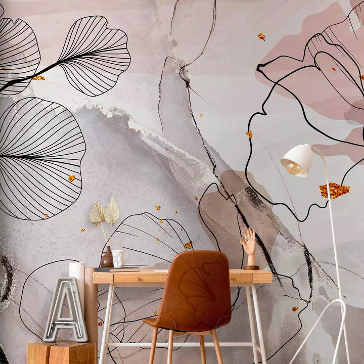 Fototapetes - Lineāra kompozīcija uz pieklusināta abstrakta fona, 151906