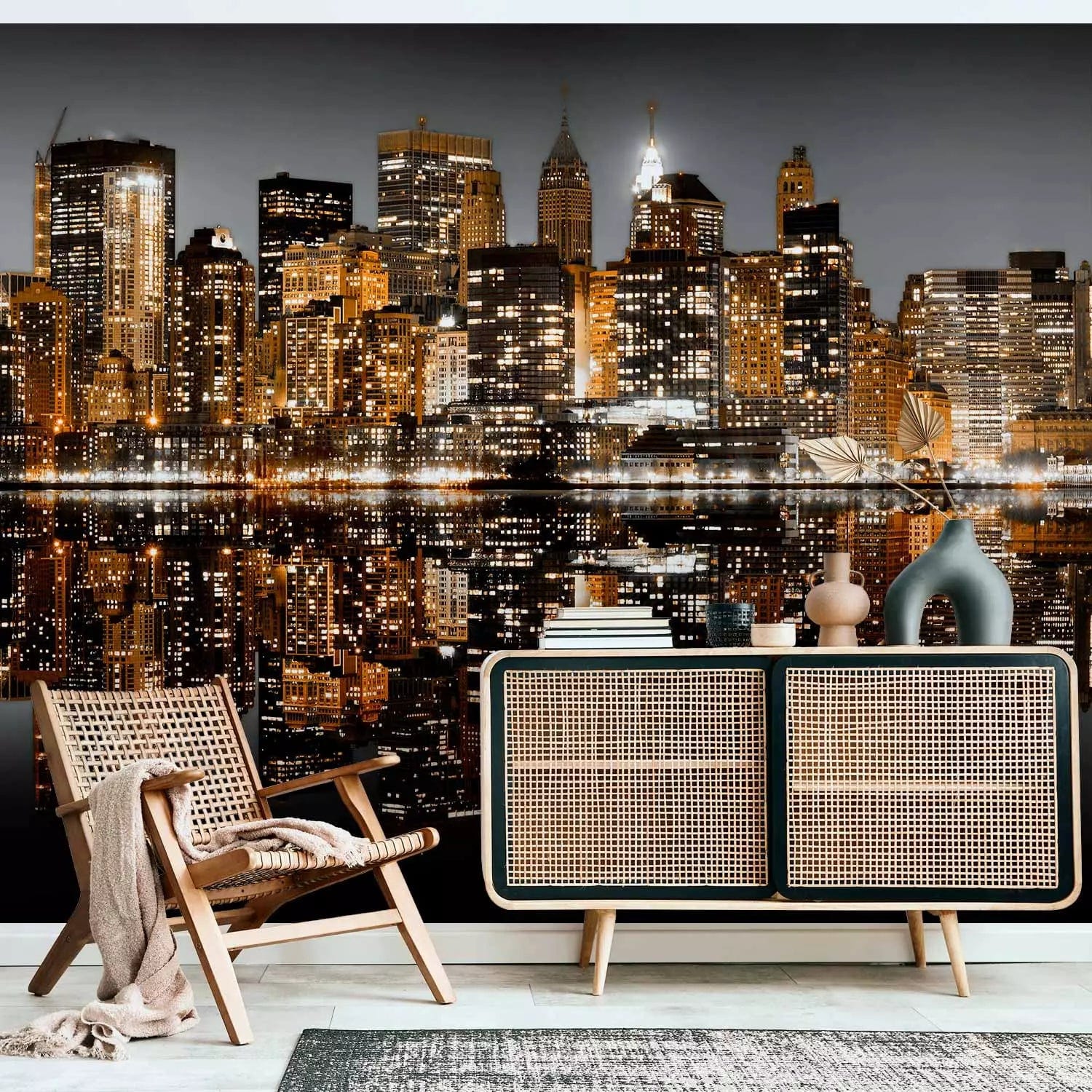 Lielformāta fototapetes ar Ņujorkas nakts skatu - 550x270 cm G-ART