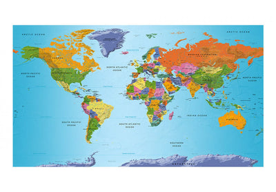 Lielformāta fototapetes - Pasaules karte: Krāsainā ģeogrāfija II (500x280 cm) G-ART
