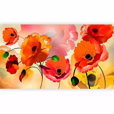 Large-format photo wallpapers - poppies on a bright background, 500x280 cm G-ART