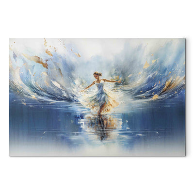 Lielformāta glezna - Dejas skaistums - balerīna dejo uz zila ezera virsmas, 151545, XXL izmērs Tapetenshop.lv