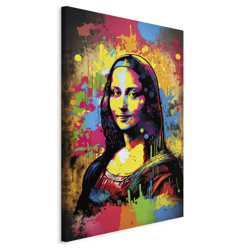 Lielformāta glezna - Krāsaina Mona Liza - Da Vinči darba iedvesmots sievietes portrets, 151095, XXL Tapetenshop.lv