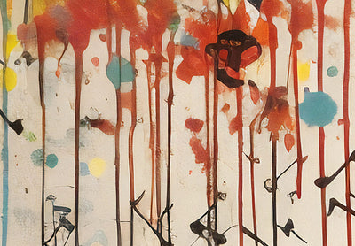 Lielformāta glezna - Lietus dziesma - krāsains Banksy stila grafiti, 151876, XXL izmērs G-ART