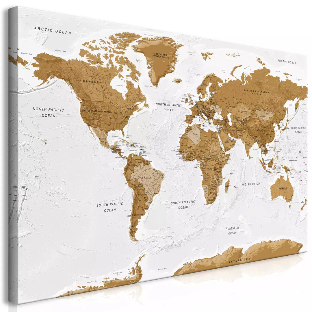 Lielformāta glezna - Politiskā pasaules karte ar valstīm uz gaiša fona ART XL