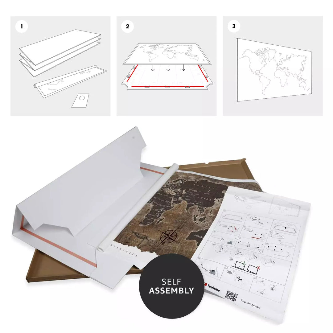 Lielformāta glezna - Politiskā pasaules karte ar valstīm uz gaiša fona ART XL