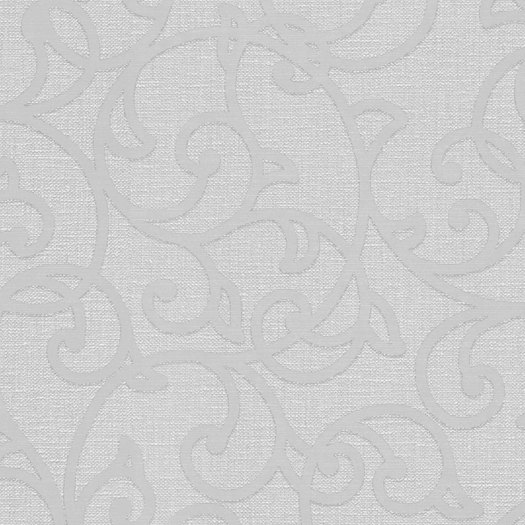Очень светло-серые флизелиновые обои с классическим узором лозы и металлическим блеском, 3774313