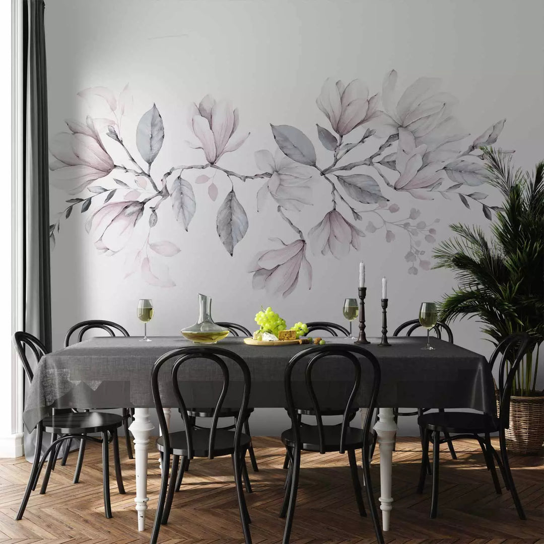 Fototapetes - Magnolijas ziedēšana, rozā un pelēkos toņos, 143173