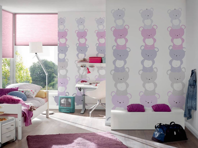 Meiteņu istabas bērnu tapetes ar lācīšiem rozā toņos 1350662 Bez PVC AS Creation