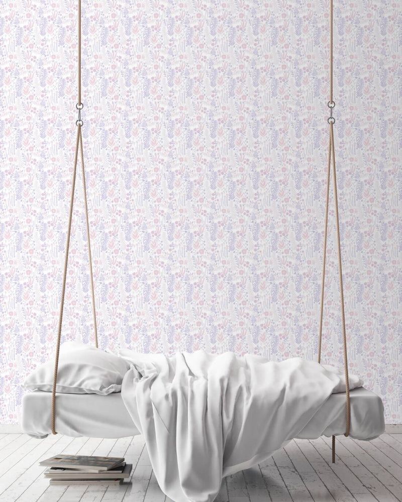 Meiteņu istabas tapetes ar puķēm - violeta, rozā, balta, 1350375 Bez PVC AS Creation