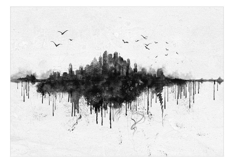 Melnbaltas fototapetes - Abstrakta pilsētas panorāma, 142516 G-ART