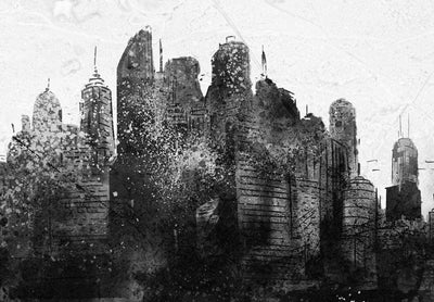 Melnbaltas fototapetes - Abstrakta pilsētas panorāma, 142516 G-ART