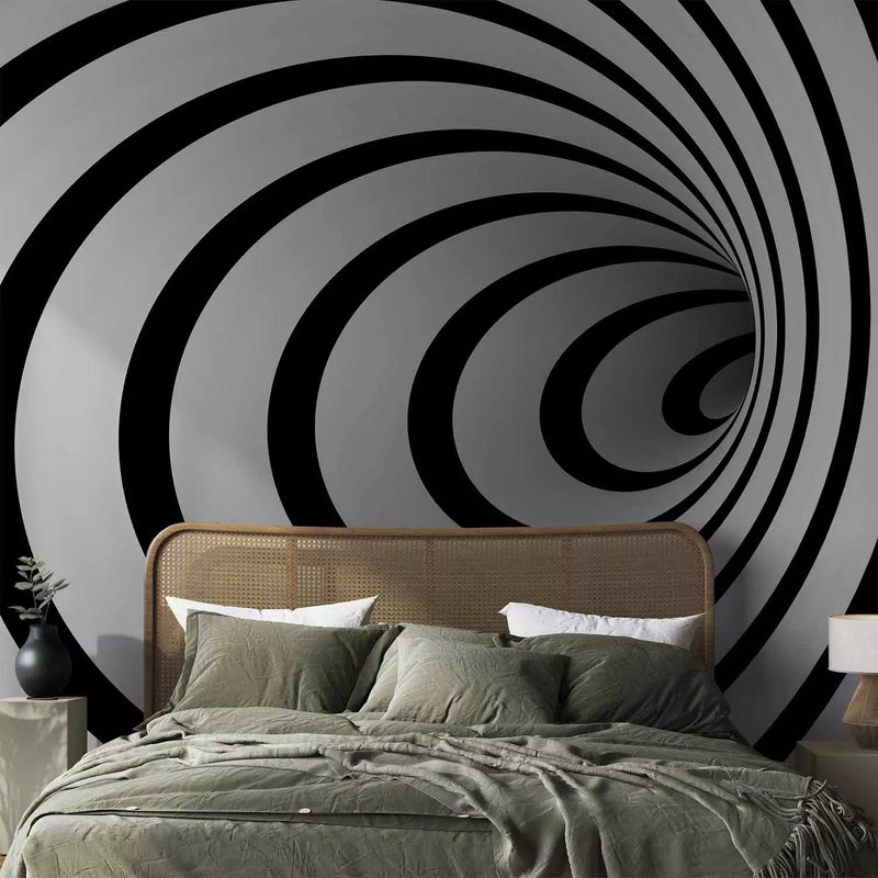 Black and white Wall Murals with 3D effect - Black and white 3D tunnel - 60156G-ART