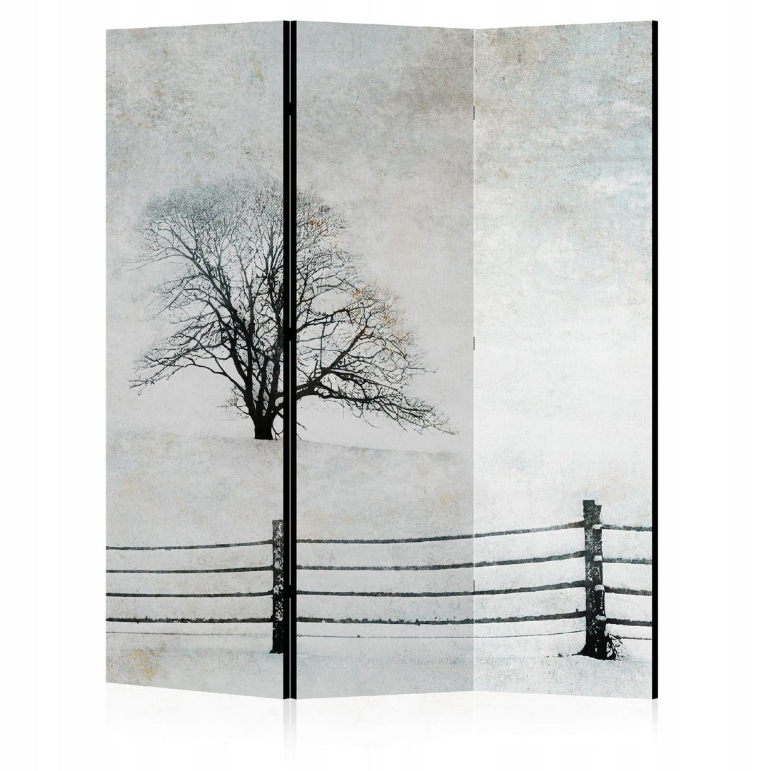 Melnbalts aizslietnis, vienpusējs, 135x172, Ziemas klusums laukos L-ART