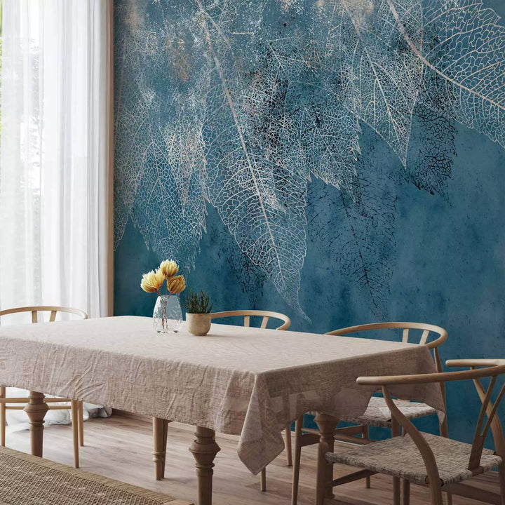 Fototapetes - Lapas vējā (zilā krāsā), 138444