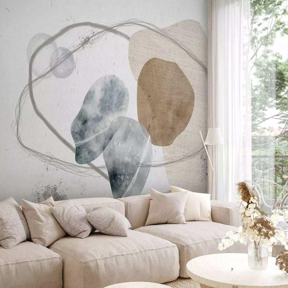 Fototapetes viesistabai ar abstrakta rakstu - Astra, 138825, pelēkā G-ART