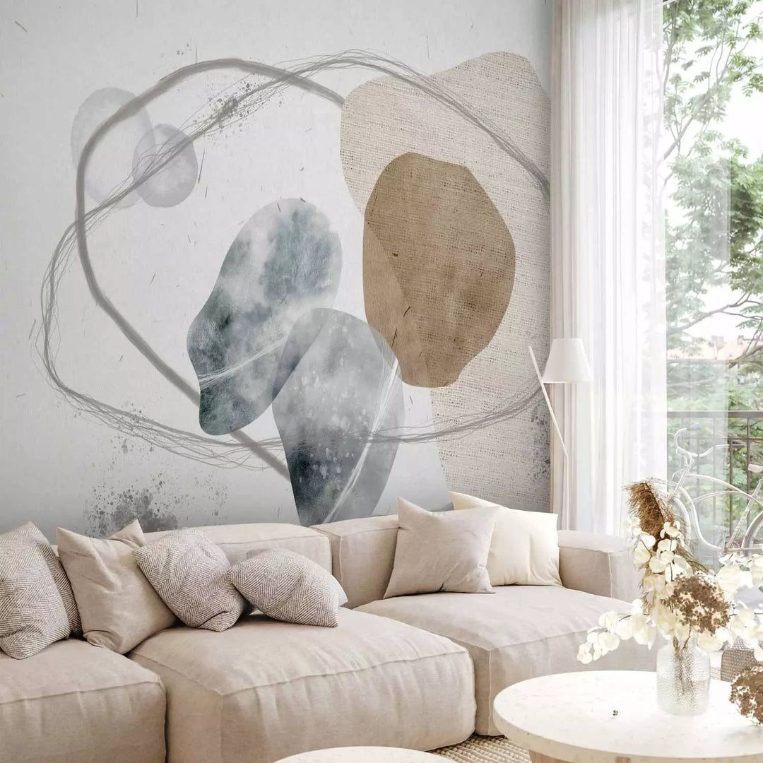 Fototapetes viesistabai ar abstrakta rakstu - Astra, 138825, pelēkā G-ART