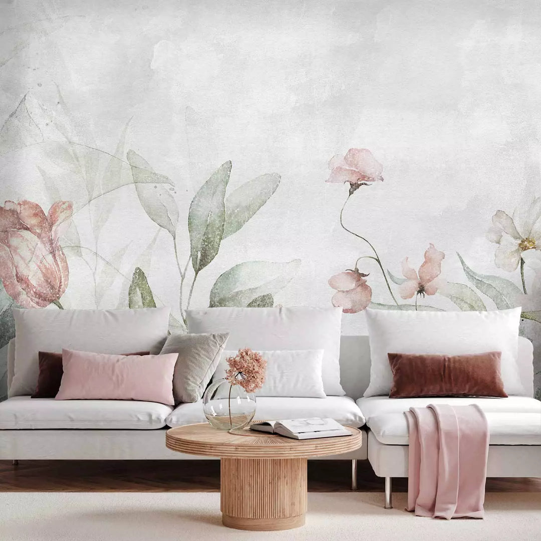 Fototapeet - Lilled pastelsel rohelisel taustal, 142703