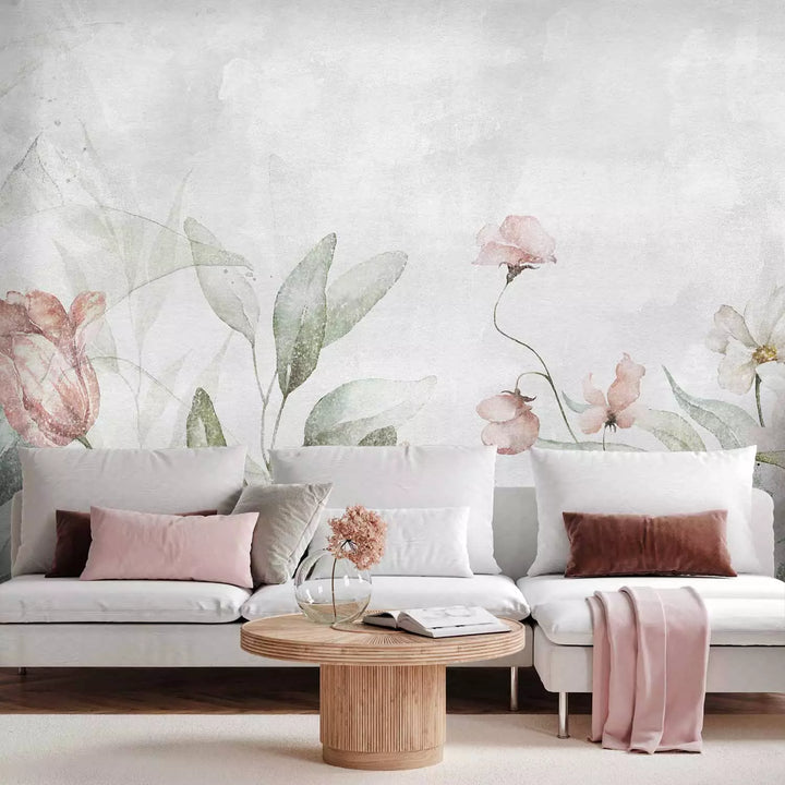 Fototapeet - Lilled pastelsel rohelisel taustal, 142703