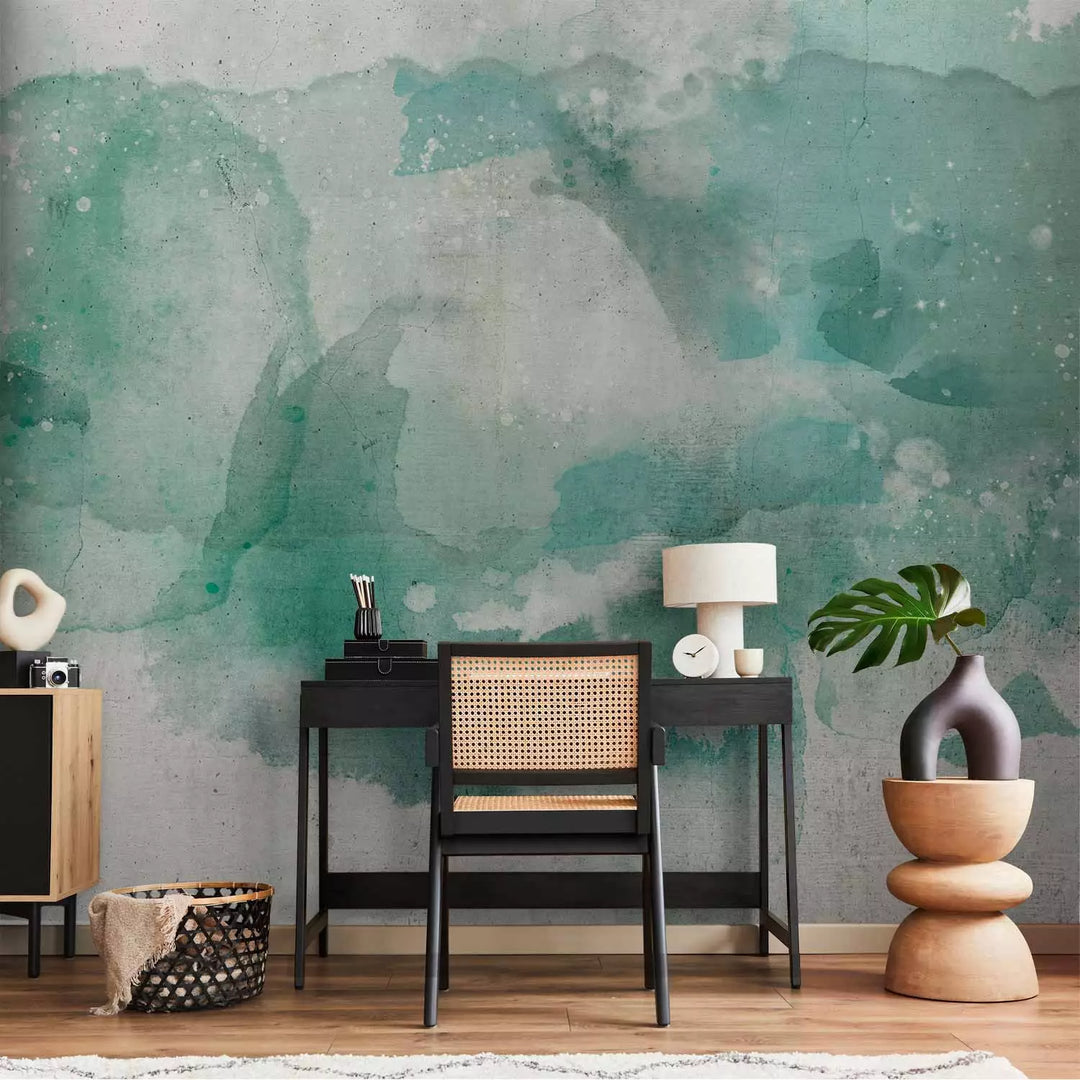 Fototapetes - Kompozīcija ar akvareli, piparmētras plankumi, 137223