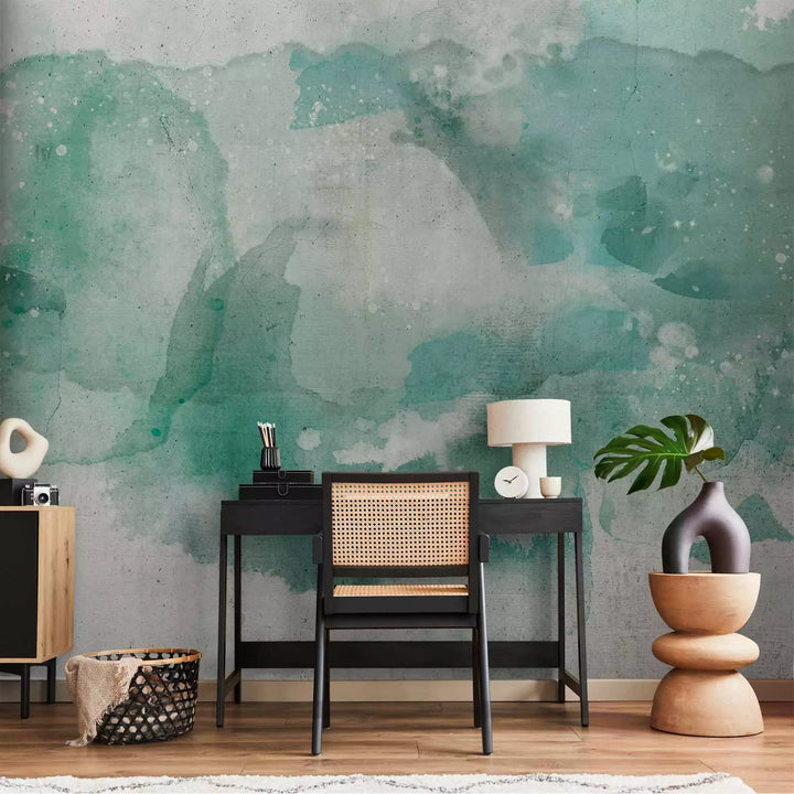 Fototapetes - Kompozīcija ar akvareli, piparmētras plankumi, 137223