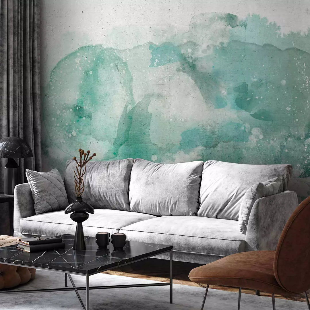 Fototapetes - Kompozīcija ar akvareli, piparmētras plankumi, 137223