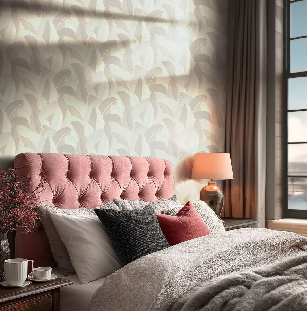 Modernas tapetes ar lapu formas tekstūru - krēmkrāsa - 3007573 AS Creation