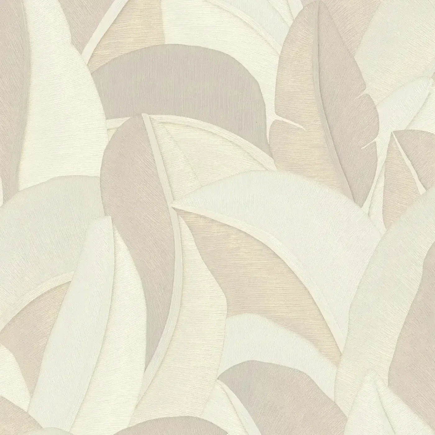 Tuvplāns: modernas krēmkrāsas tapetes ar lapu formas tekstūru tuvumā. SKU: 3007573, AS Creation.