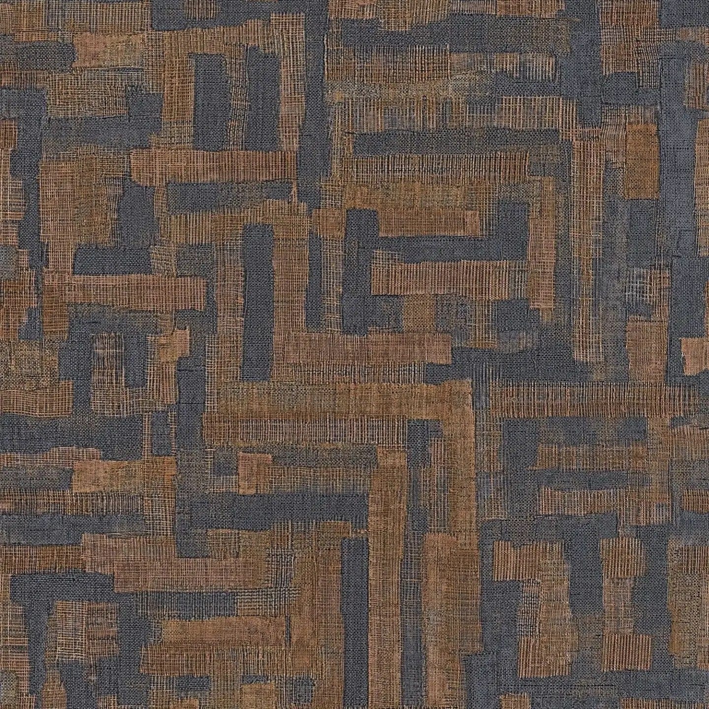 Modernas tapetes ar ģeometrisku koka motīvu - brūna, tumši zila - 782043 AS Creation