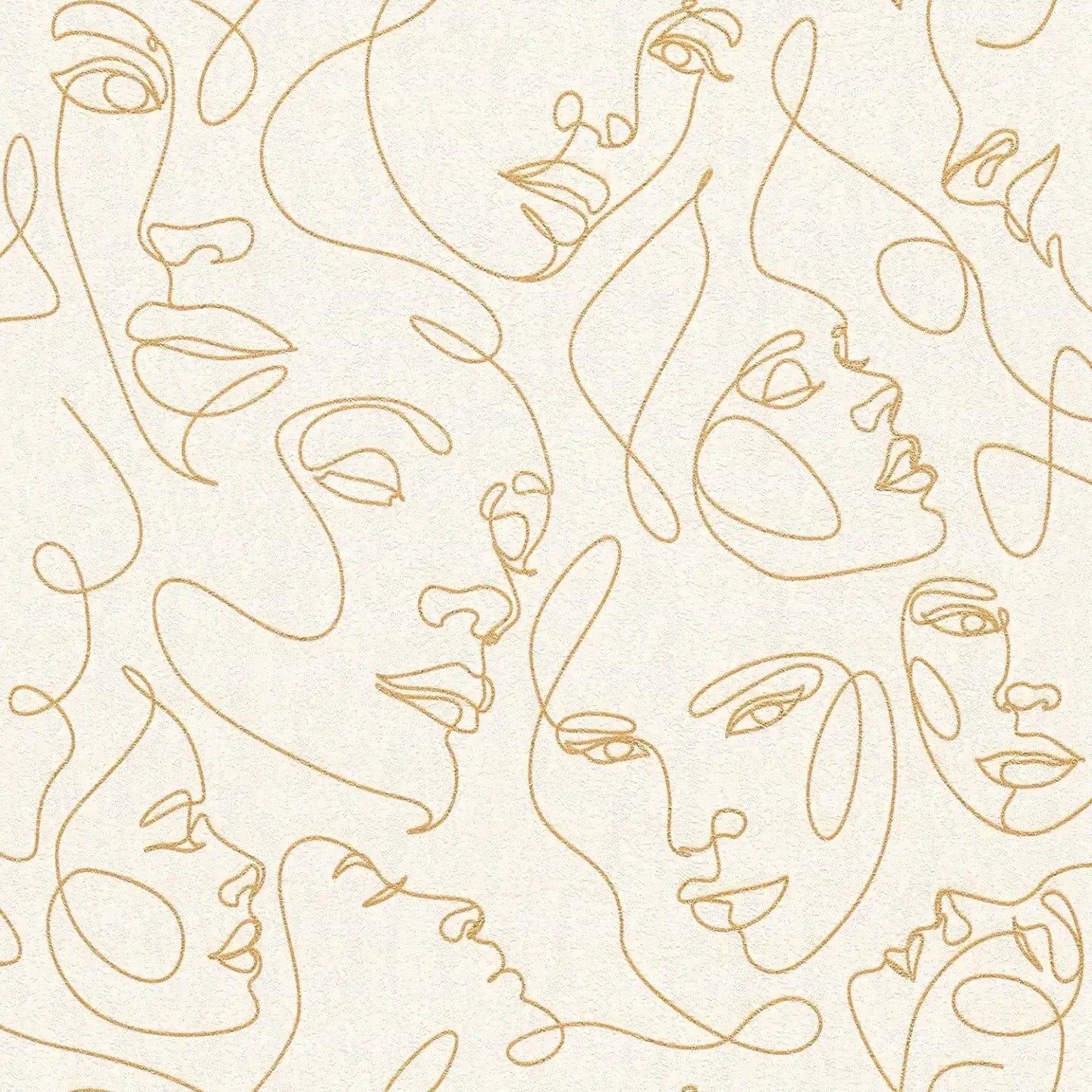 Tuvplāns: baltas un zelta tapetes ar līniju motīvu un smalku faktūru. SKU: 3012252, AS Creation.