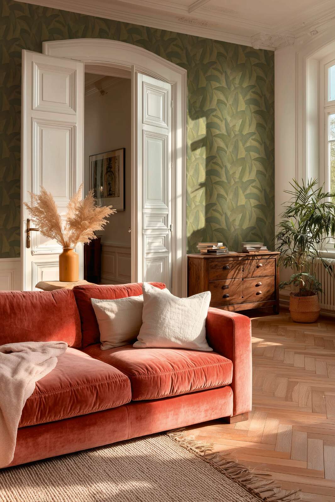 Tapetes ar lielu teksturētu lapu motīvu - zaļā - 3007572 AS Creation