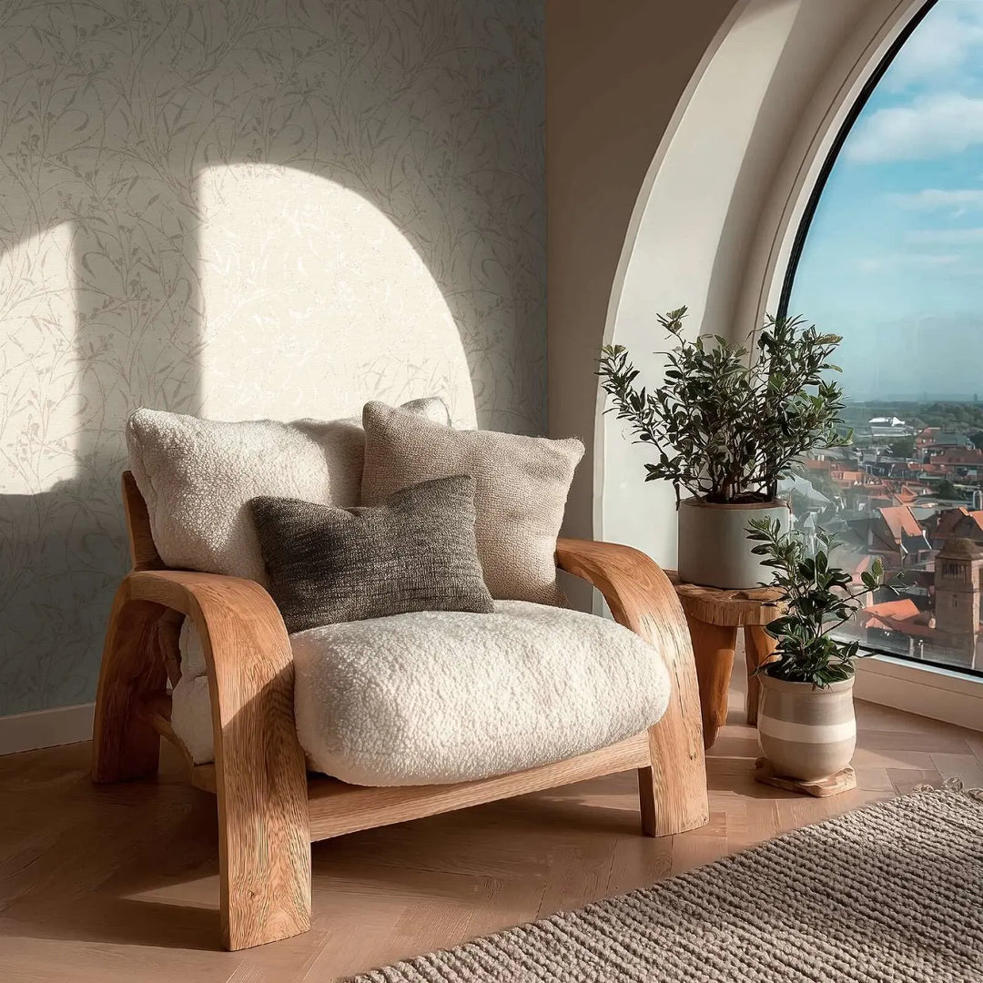 Mūsdienīgas tapetes ar stilizētu zaru rakstu - krēma, bēša - 3007032 AS Creation