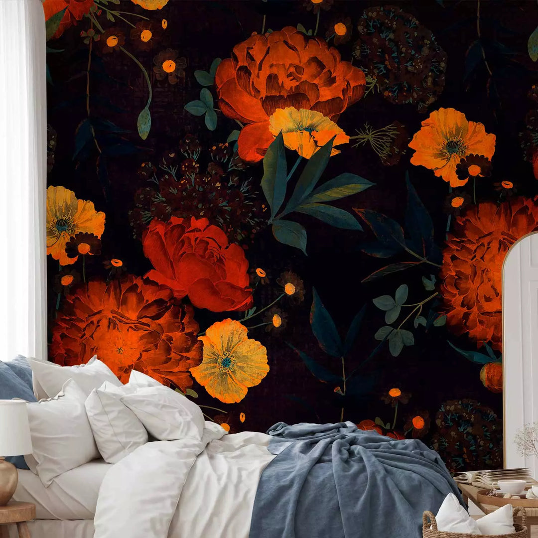 Fototapetes ar magonēm - Nakts atmoda, rozā ziedi, 143176