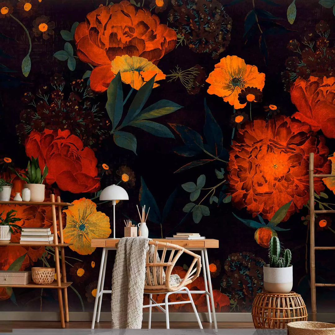 Fototapetes ar magonēm - Nakts atmoda, rozā ziedi, 143176