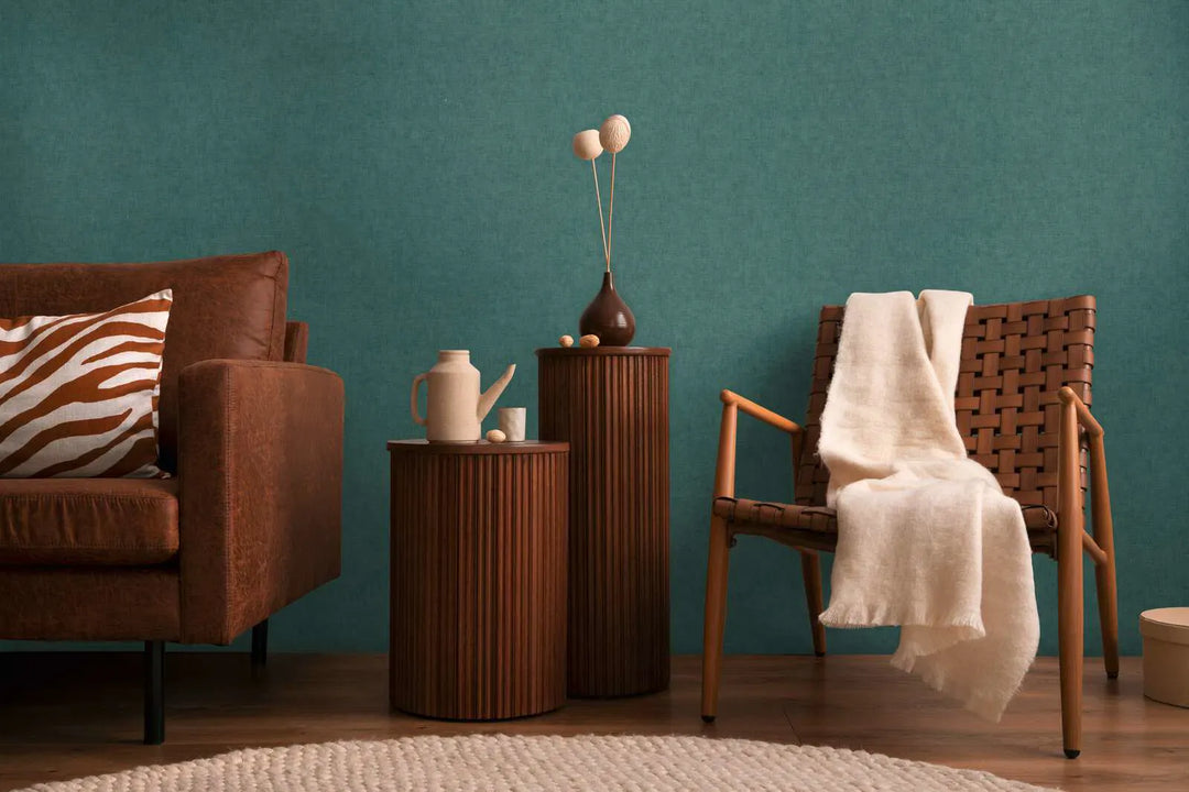 Neaustas tapetes ar dabisku tekstila faktūru | tumšos zaļos toņos | 3011077 AS Creation