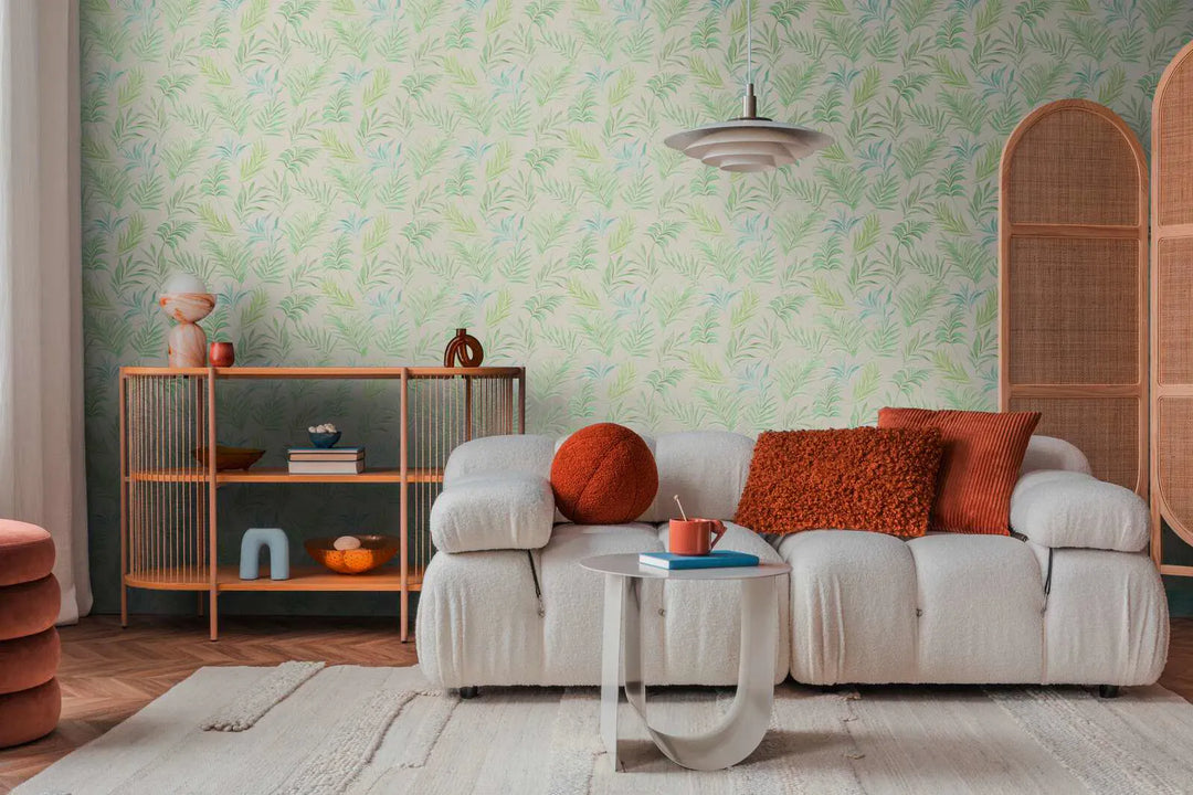 Neaustas tapetes ar delikātu tropu motīvu| zaļa, balta | nedaudz spīdīgas lapas | 3011054 AS Creation