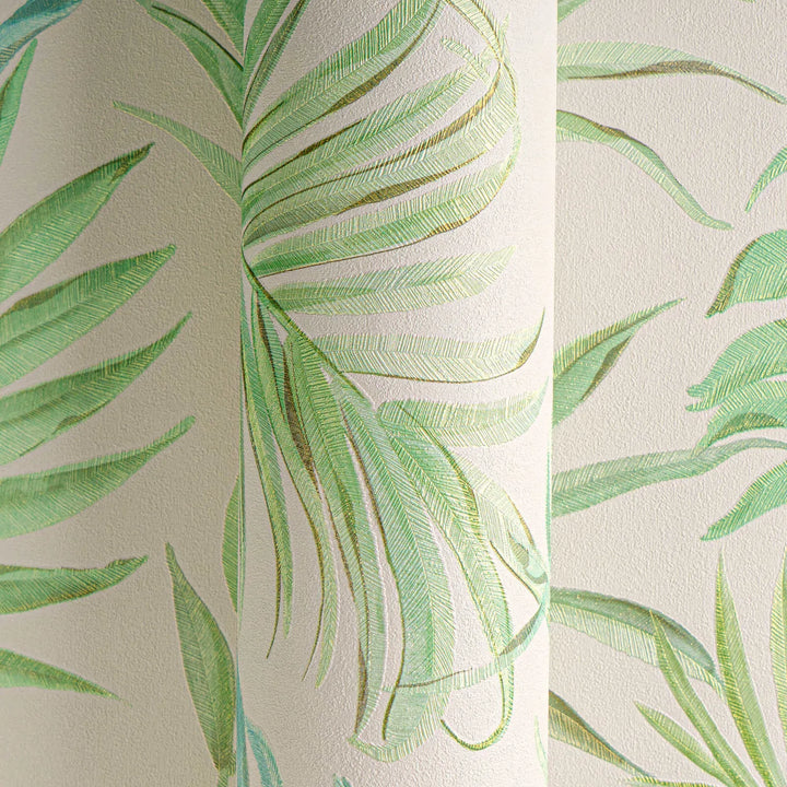 Neaustas tapetes ar delikātu tropu motīvu| zaļa, balta | nedaudz spīdīgas lapas | 3011054 AS Creation