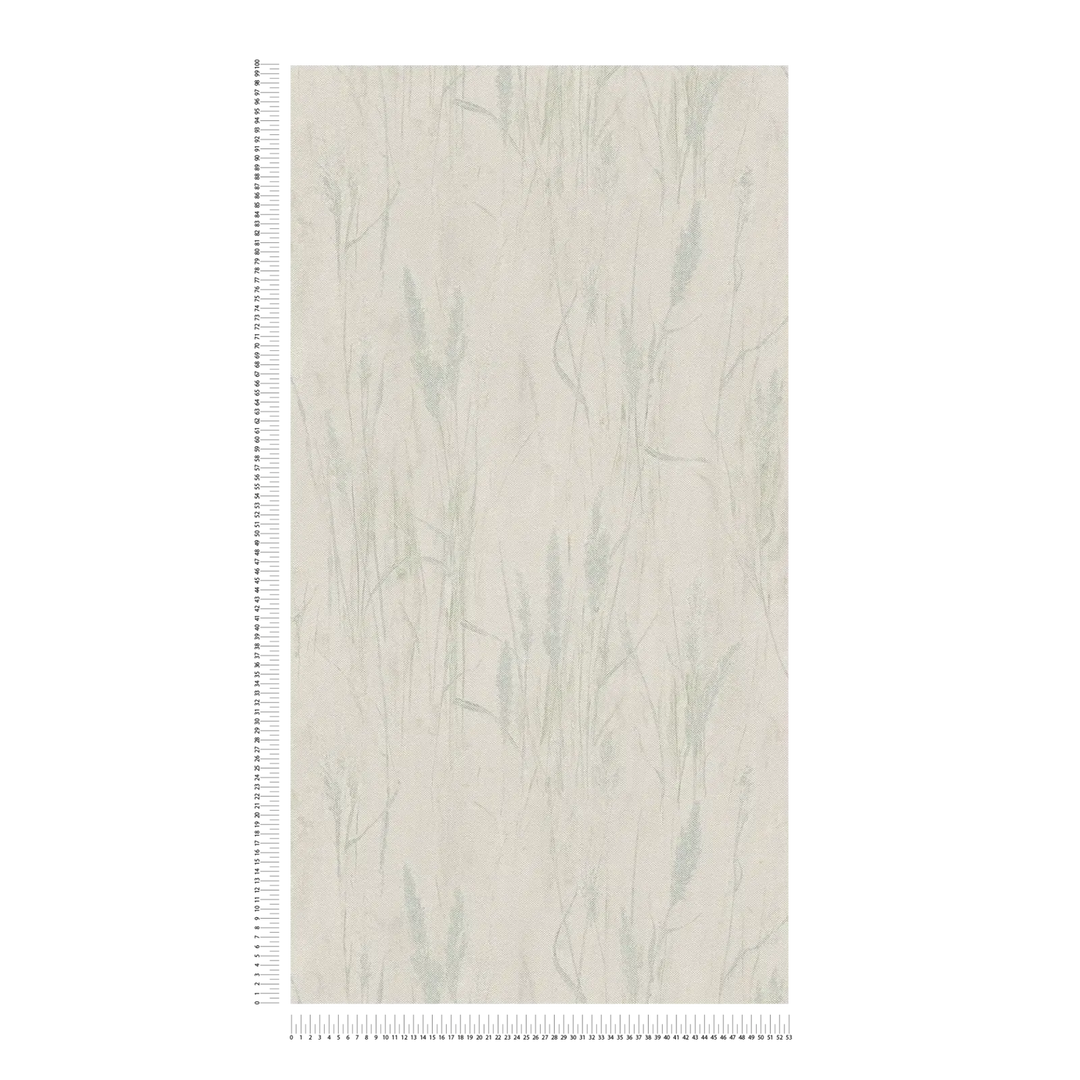 Neaustas tapetes ar filigrānu zāles rakstu | pelēka, zaļa - 3010641 AS Creation