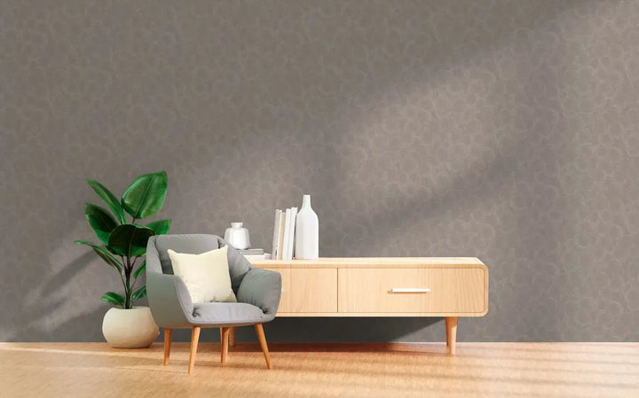 Tapetes ar grafiskiem apļu elementiem un mirdzošiem akcentiem – brūnas AS Creation