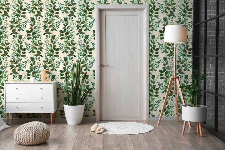 Neaustas tapetes ar lapainiem zariem | zaļā - 3012474 AS Creation