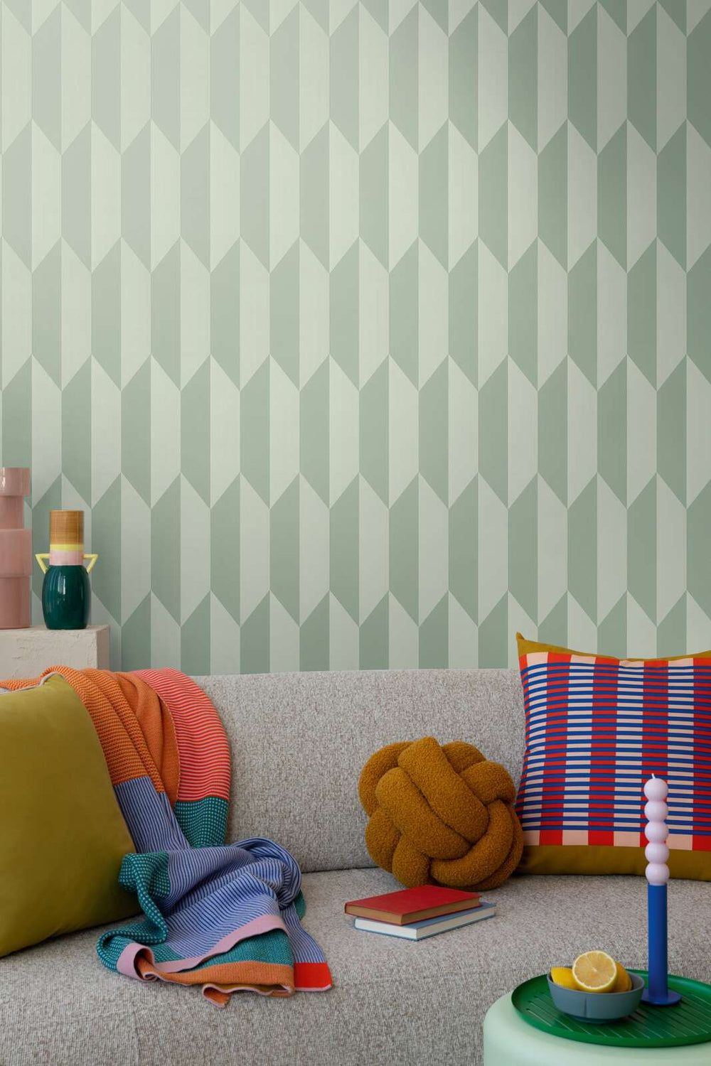 Neaustas tapetes ar mirdzošu dimantu rakstu un stilīgu dziļuma efektu | zaļā | 3010520 AS Creation