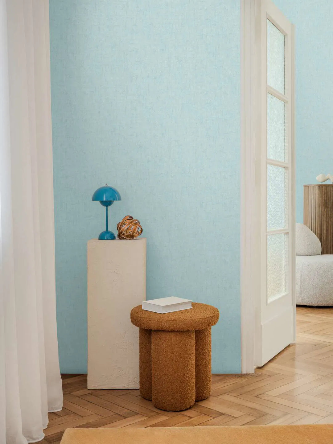 Neaustas tapetes ar smalku lina tekstūru | zilā | 3011064 AS Creation