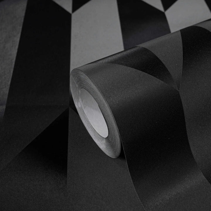 Neaustas tapetes ar spīdīgu mirdzumu un klasisku grafisko izskatu | melnā | 3010524 AS Creation