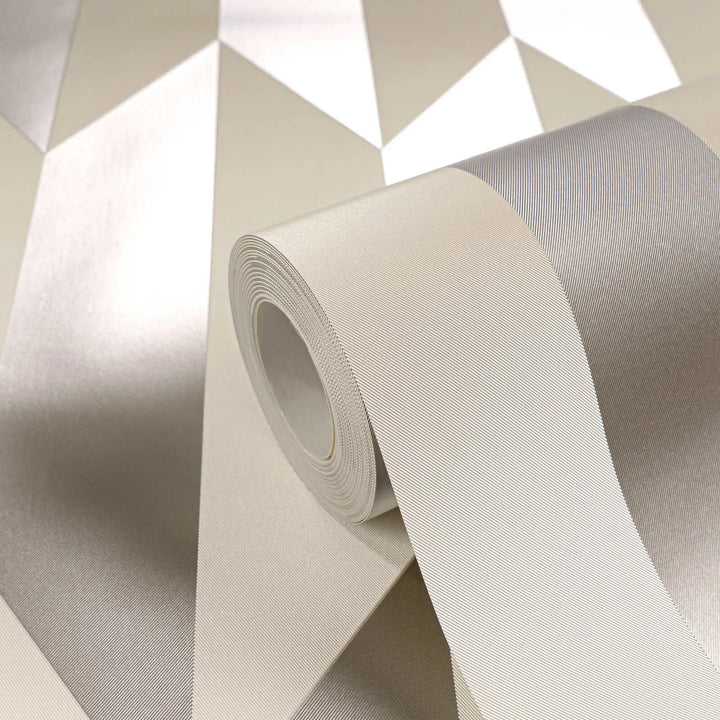 Neaustas tapetes ar spīdumu un grafisku rakstu | bēša, krēma | 3010517 AS Creation