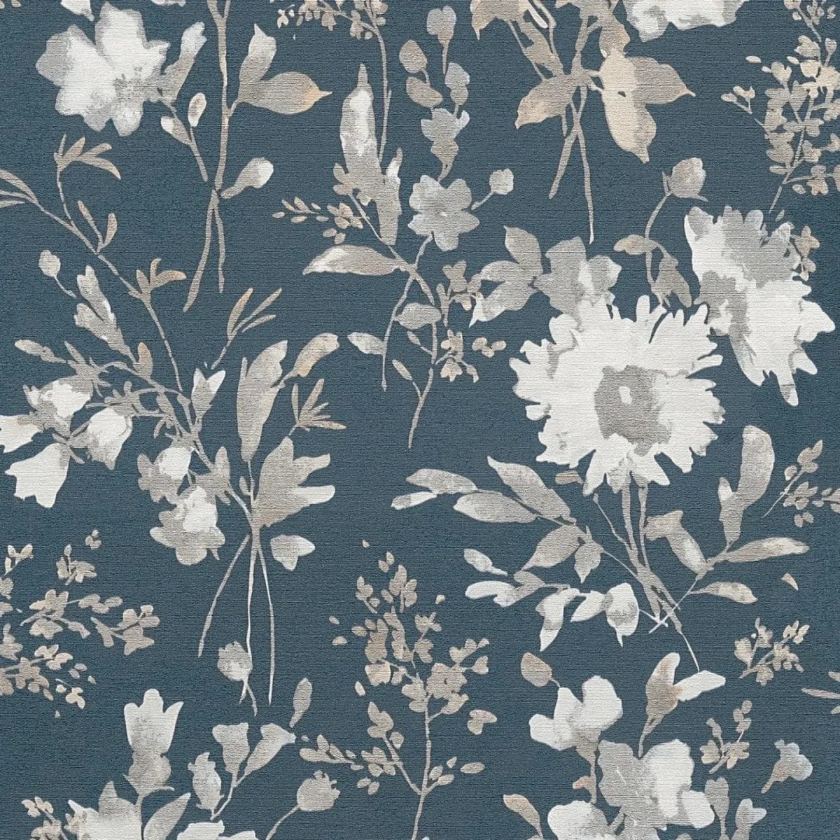 Neaustas tapetes ar vieglu spīdumu un rotaļīgu ziedu rakstu zilā krāsā | 3010127 AS Creation