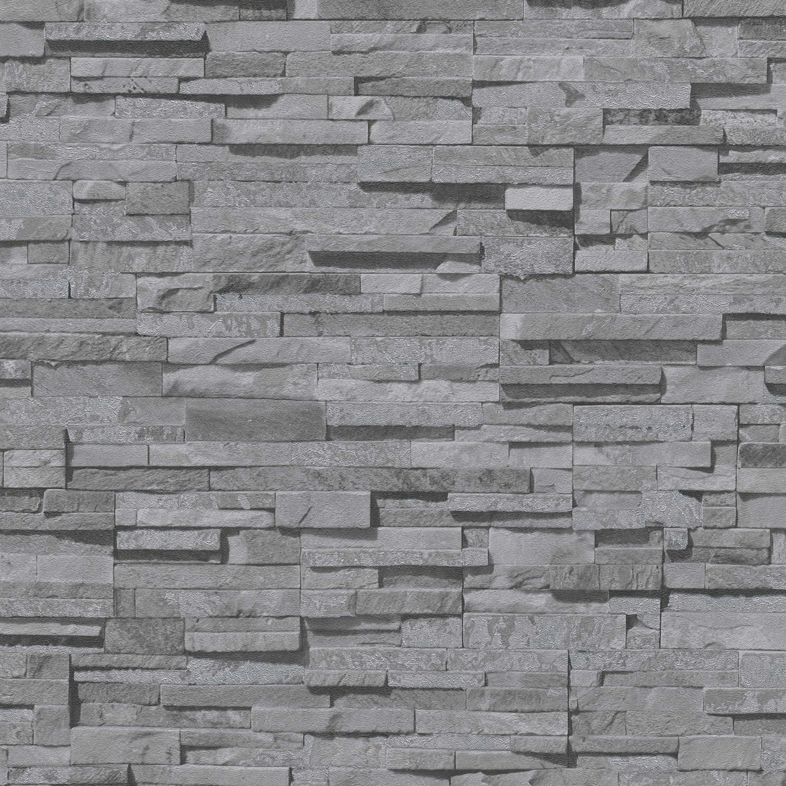 Tapetes ar akmens sienas izskatu - tumši pelēkas - 1366103 AS Creation