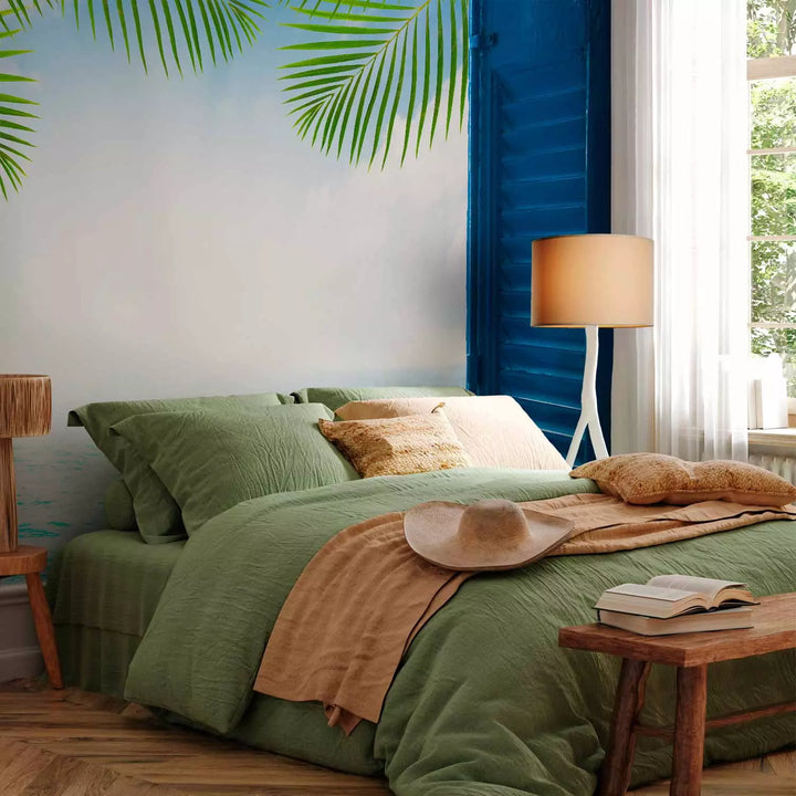 Fototapetes - Skats uz okeānu - atvērti logi ar skatu uz palmām, 150885