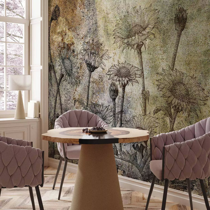 Valokuvatapetti auringonkukkien kanssa - Aurinkomuisto, 135768