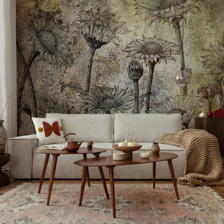 Valokuvatapetti auringonkukkien kanssa - Aurinkomuisto, 135768