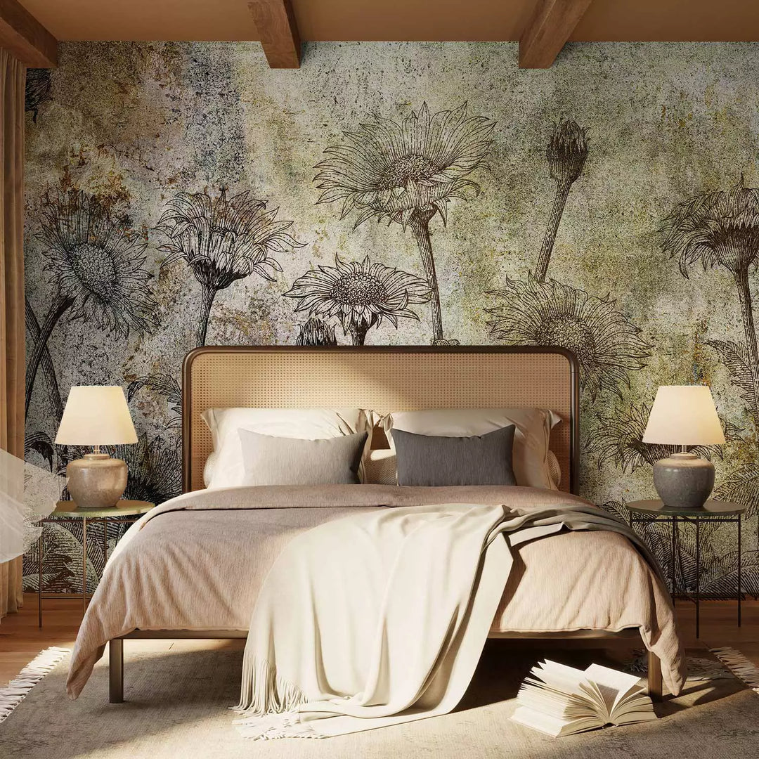 Valokuvatapetti auringonkukkien kanssa - Aurinkomuisto, 135768